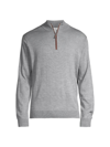 Peter Millar Autumn Crest Wool Blend Quarter Zip Pullover In British Grey