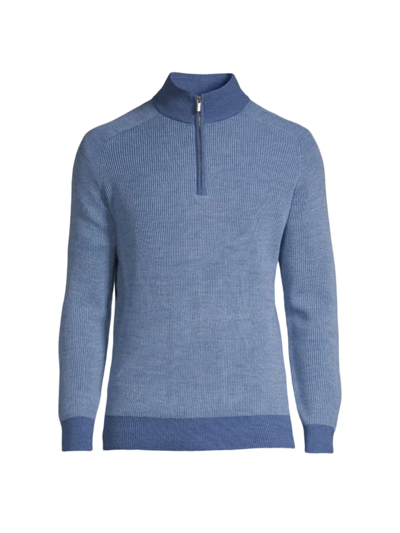 Peter Millar Crown Stretch Cotton And Modal-blend Half-zip Sweatshirt In Blue