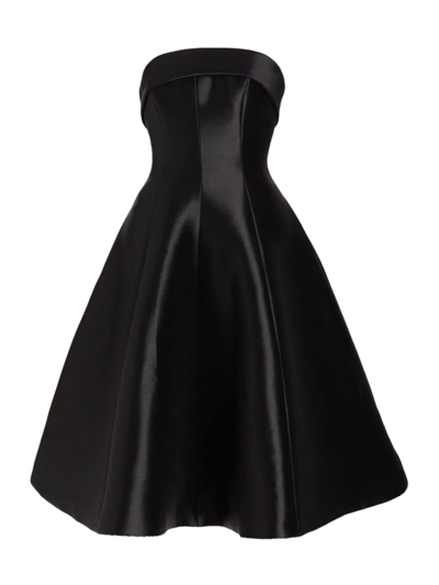 Amsale Mikado Strapless A-line Dress In Black