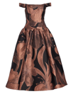 AMSALE WOMEN'S IRIS FLORAL JACQUARD OFF-THE-SHOULDER DRESS