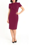 Maggy London Tie Neck Puff Sleeve Scuba Crepe Dress In Raspberry Radiance