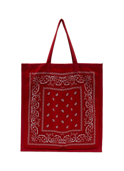 Arizona Love ‘beach Bag' Bandana Print Leather Trim Tote Bag In Red