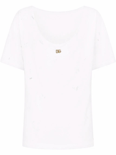 Dolce E Gabbana Women's  White Cotton T Shirt