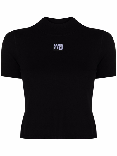 Alexander Wang Logo Patch Cropped Top In Black