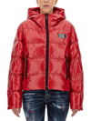 Dsquared2 Quilted Glossy Nylon Puffer Jacket In Red