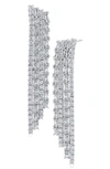 Cz By Kenneth Jay Lane Round & Baguette Cz Fringe Drop Earrings In Clear/ Silver