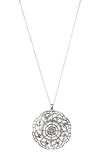 Cz By Kenneth Jay Lane Open Daisy Pendant Necklace In Clear/ Silver