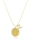 Cz By Kenneth Jay Lane Round Cz Constellation Pendant Necklace In Gemini/gold