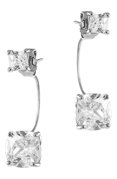 Cz By Kenneth Jay Lane Cz J-stud Earrings In White/clear/gold