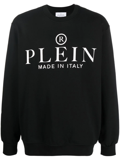 Philipp Plein Logo-print Crew Neck Sweatshirt In Black