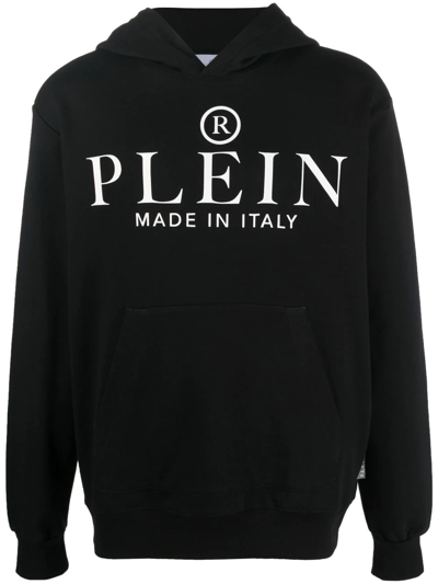 Philipp Plein Logo-print Pullover Hoodie In Nero