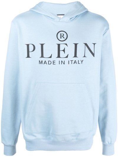Philipp Plein Logo-print Pullover Hoodie In Blue