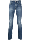 Dondup Distressed Slim-cut Jeans In Blue