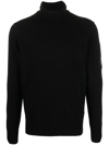 C.p. Company Logo-place Roll-neck Jumper In Black