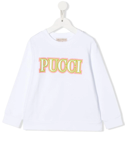 Emilio Pucci Junior Kids' Logo-print Long-sleeved T-shirt In White