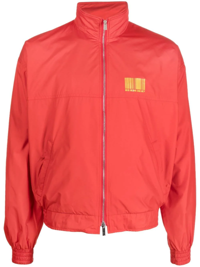 Vtmnts Barcode-print Track Jacket In Red