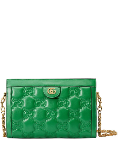 Gucci Gg Matelassé絎縫皮革小型手袋 In Green
