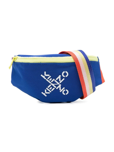 Kenzo Kids' Cross Logo-print Belt Bag In Blue