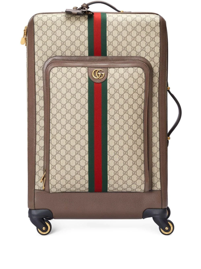 Gucci Large Ophidia Suitcase In Beige