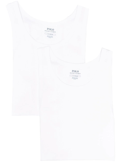 Polo Ralph Lauren Embroidered-logo U-neck Vest Set Of 2 In White