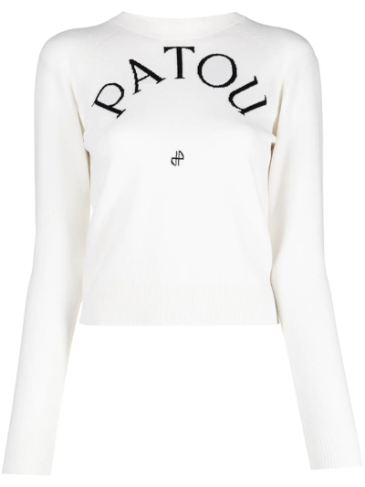 Patou White Merino Wool Jumper In Multi-colored