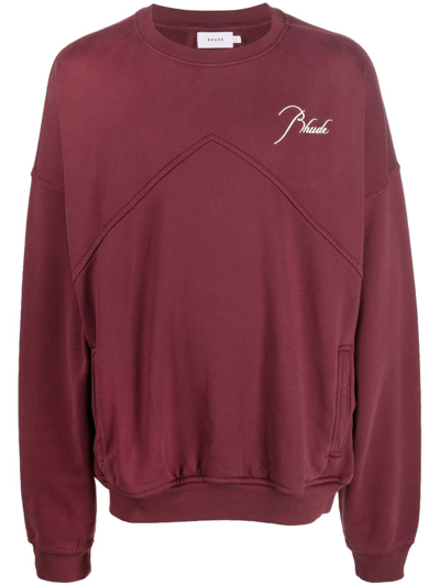 Rhude Red Embroidered Logo Cotton Sweater