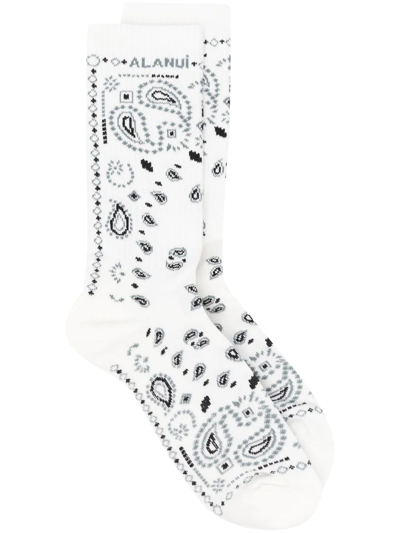 Alanui Bandana Cotton-blend Socks In White