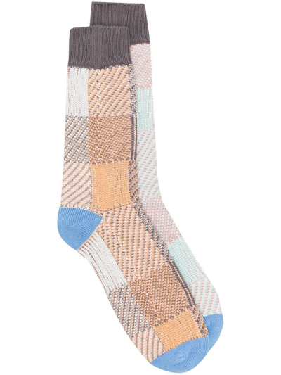 Sacai Check-pattern Socks In Grey
