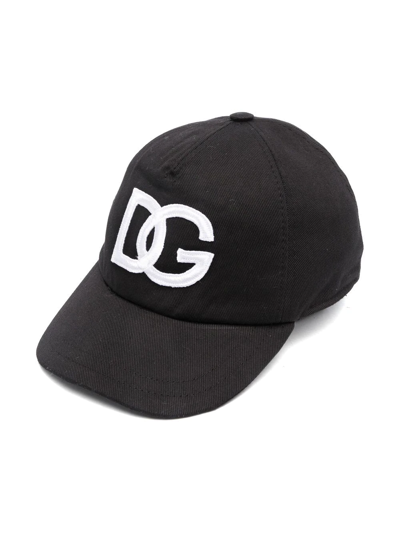 Dolce & Gabbana Embroidered-logo Touch-strap Cap In Nero