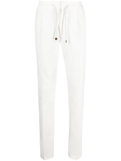 Brunello Cucinelli 压褶抽绳裤腰直筒长裤 In White
