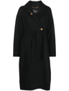 VERSACE SAFETY-PIN DETAIL BELTED COAT