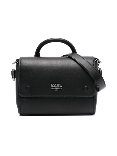 Karl Lagerfeld Kids' Logo-plaque Shoulder Bag In Black