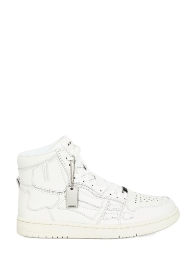 Amiri Skel Bones High Top Leather Sneakers In White