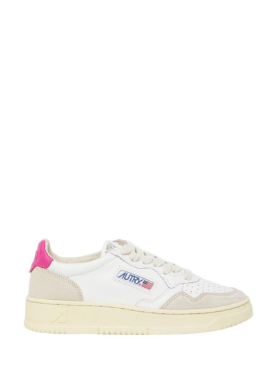 Autry Medalist Low - Leather And Suede Sneakers In White