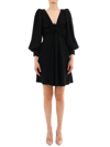 Celine Acetic Acid And Viscose Fiber Knit Dress With Long Sleeves In Black