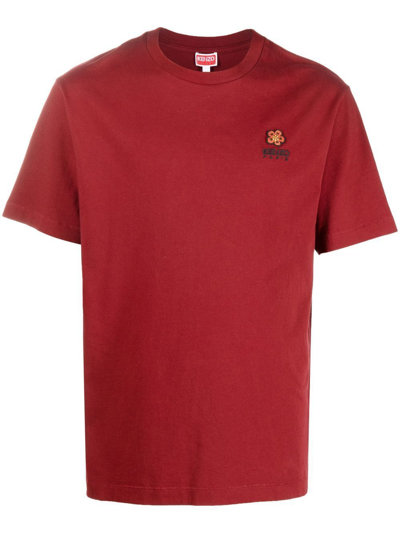 Kenzo Boke Flower Patch Round-neck T-shirt In Bordeaux