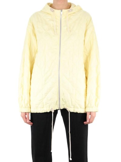 Jil Sander Yellow Quilted Jacket In Beige