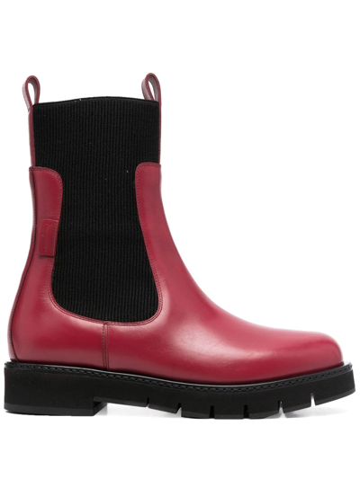 Salvatore Ferragamo Ribbed 40mm Chelsea Boots In Red