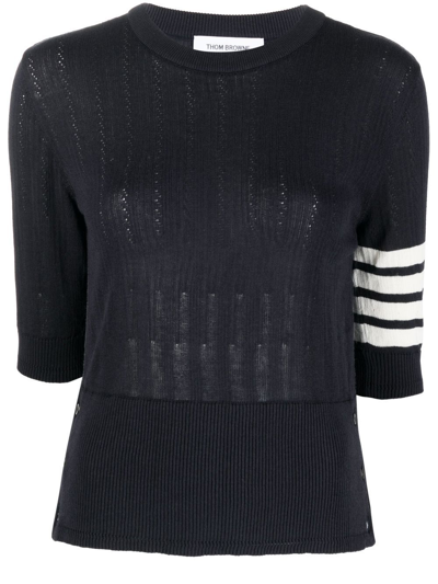 Thom Browne Stripe-detail Knitted Top In Blau