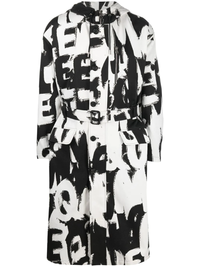 Alexander Mcqueen Mcqueen Graffiti Logo Parka In Black