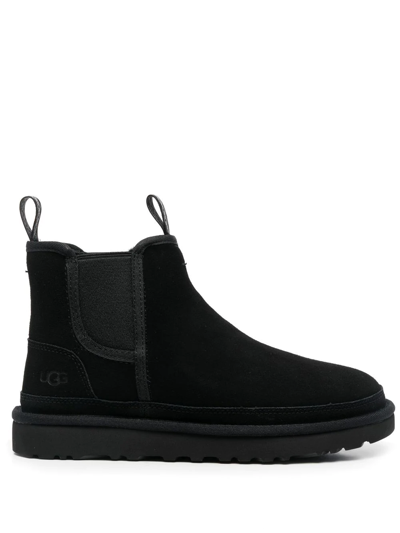 Ugg Debossed-logo Shearling Ankle Boots In Black