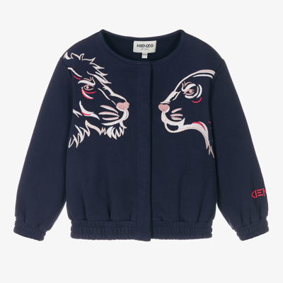 Kenzo Babies'  Kids Girls Blue Tiger & Friends Cardigan