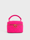 Charles & Keith Quilted Two-way Zip Mini Bag In Fuchsia