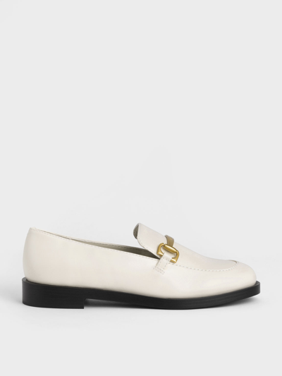 Charles & Keith Metallic Accent Loafers In Chalk