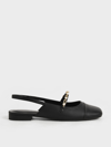 Charles & Keith Beaded Chain-link Slingback Mary Janes In Black