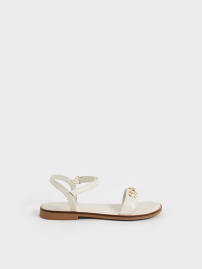 Charles & Keith - Girls' Metallic Accent Sandals In Chalk