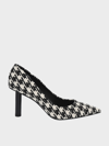 CHARLES & KEITH HOUNDSTOOTH PRINT CYLINDRICAL HEEL PUMPS