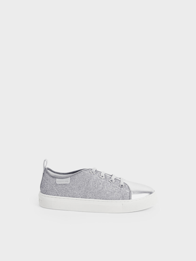Charles & Keith - Girls' Glittered Sneakers In Silver