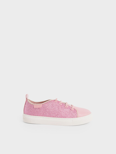 Charles & Keith - Girls' Glittered Sneakers In Pink