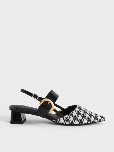 Charles & Keith Houndstooth Buckled Slingback Pumps In Multi